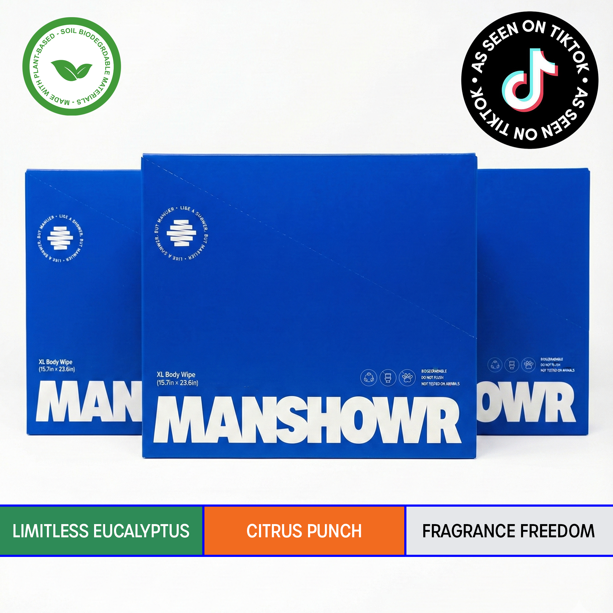 Manshowr XL Cooling Body Wipes - The Field Mix - 3 Box Variety Bundle (36 Wipes)