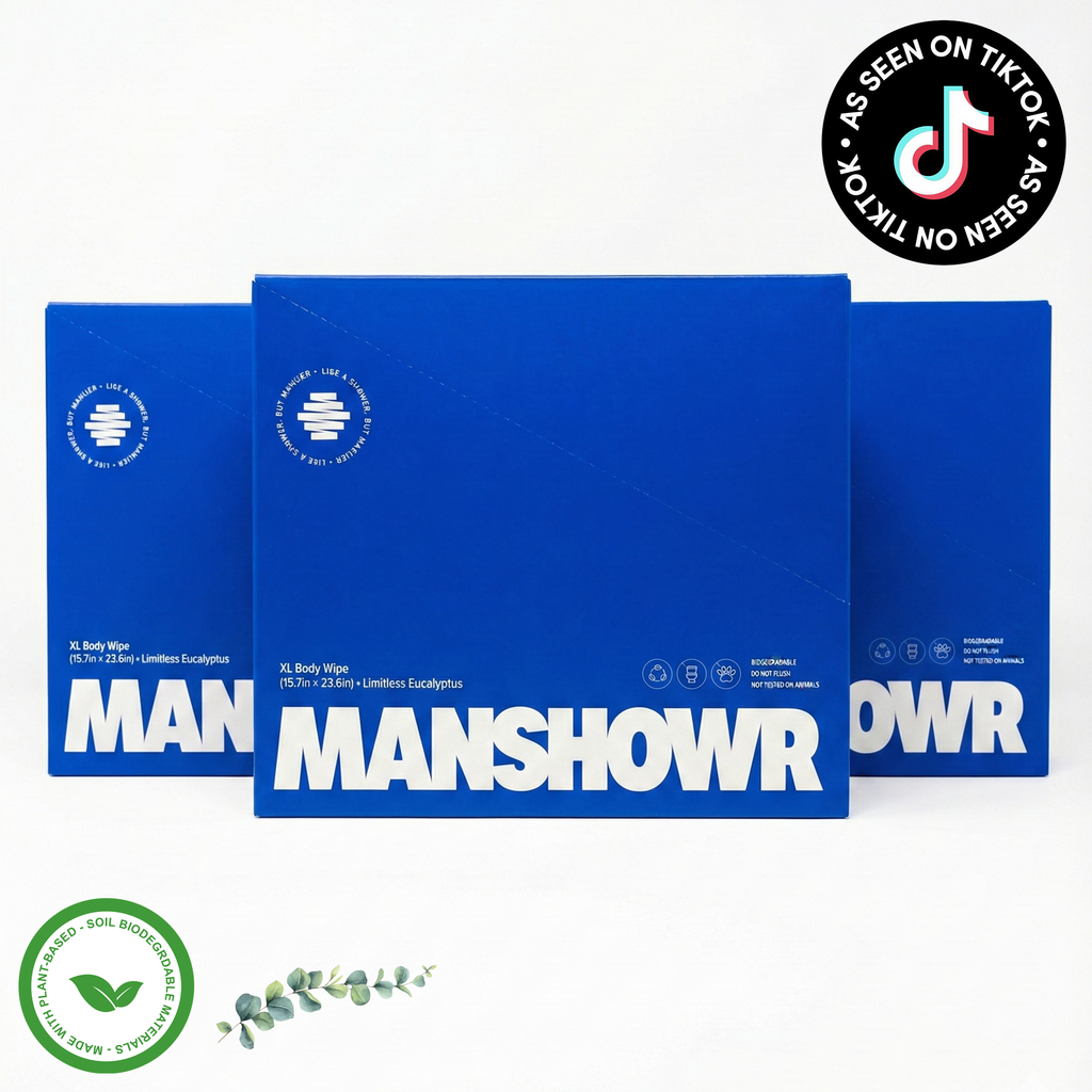 Manshowr XL Cooling Body Wipes -  Limitless Eucalyptus - 3 Box Bundle (36 Wipes)