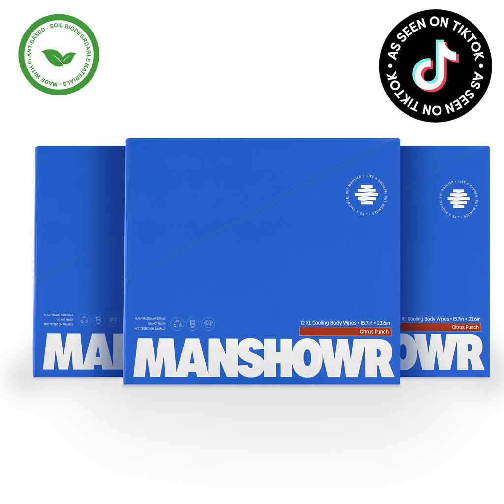 Manshowr XL Cooling Body Wipes -  Citrus Punch - 3 Box Bundle (36 Wipes)