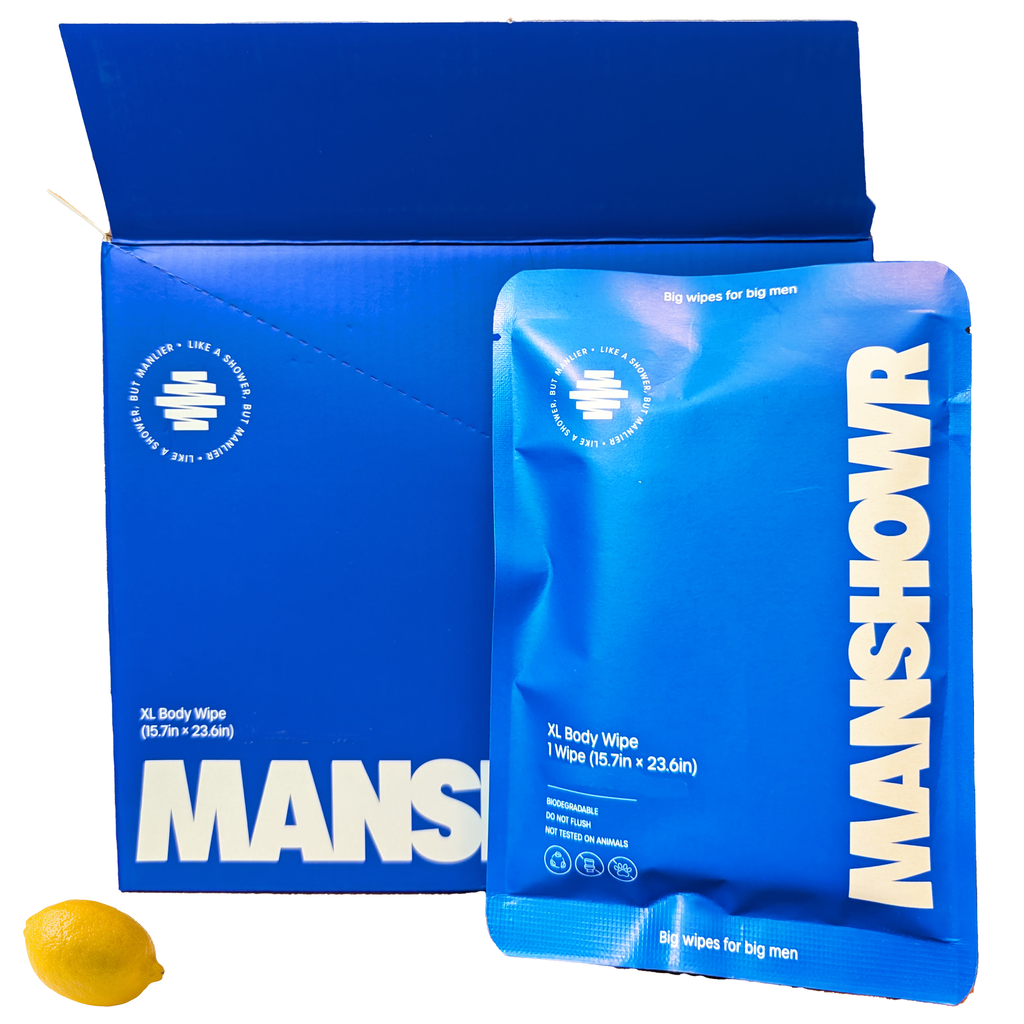 Manshowr XL Cooling Body Wipes - Lemon & Loaded - 1 Box (12 Wipes)