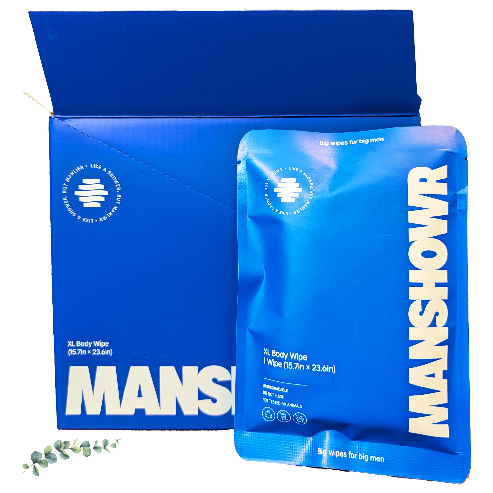 Manshowr Man Sized Body Wipes - 15.75 in x 23.62 in - Limitless Eucalyptus - 1 Box (12 Wipes)