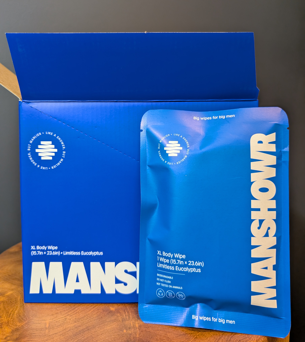 Manshowr Man Sized Body Wipes - 15.75 in x 23.62 in - Limitless Eucalyptus - 1 Box (12 Wipes)