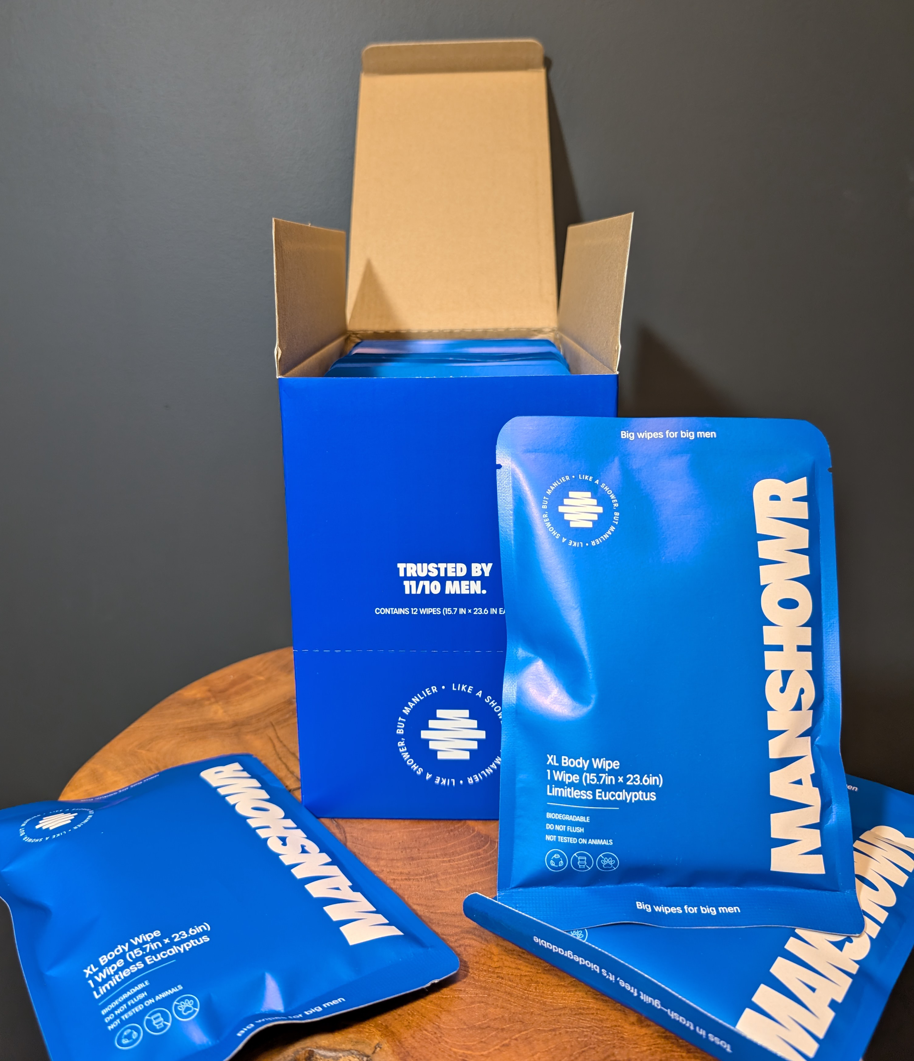 Manshowr Man Sized Body Wipes - 15.75 in x 23.62 in - Limitless Eucalyptus - 1 Box (12 Wipes)